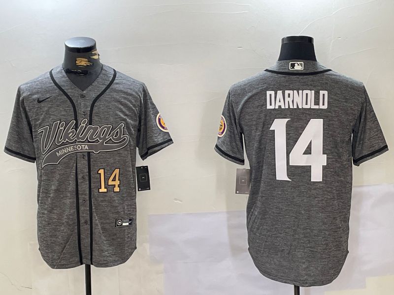 Men Minnesota Vikings #14 Darnold Grey Joint Name 2024 Nike Limited NFL Jersey style 2->minnesota vikings->NFL Jersey